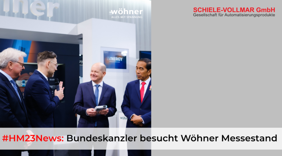 Bundeskanzler Olaf Scholz auf Wöhner Messestand auf der Hannover Messe