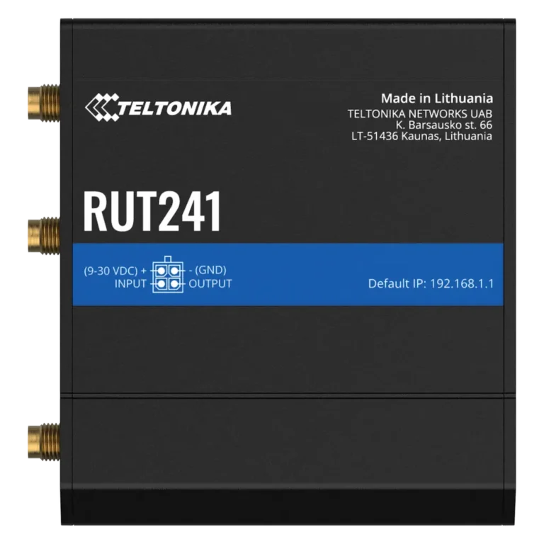 teltonika rut241 industrie router vorderansicht mit antennenanschlüssen