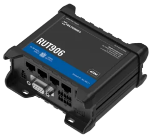 teltonika rut906 rückseite mit dual sim slots und gps anschluss