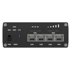 rutx09 vorderseite mit gigabit rj45 ports und status leds