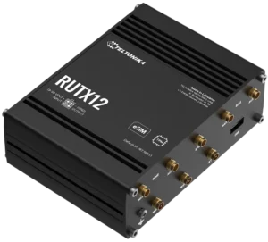teltonika rutx12 rückseite mit doppelten sim slots und usb port