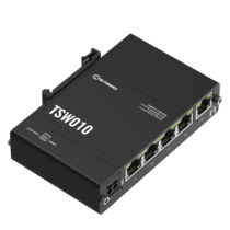 Teltonika TSW010 unmanaged industrial switch mit 5 ethernet ports in der rechten vorderansicht