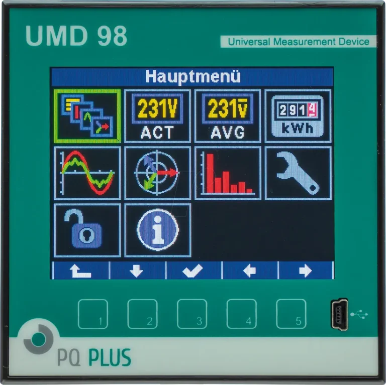 displayanzeige der netzqualitätsparameter am umd98